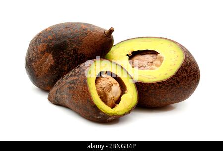 In Scheiben geschnitten hass Avocado Pfad isoliert Stockfoto