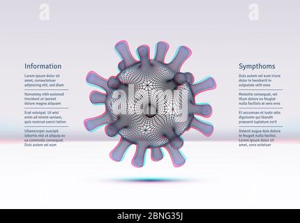 Coronavirus COVID-19 medizinischen Hintergrund mit Technologie Stil schematische Grid Virus schweben in wissenschaftlichen abstrakten weißen Raum Stock Vektor