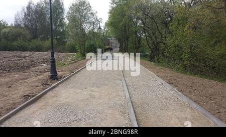 Neue Fußgänger- und Fahrradwege sind fast fertig Stockfoto