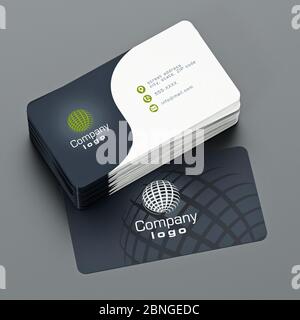 Visitenkarte hinten und vorne mit allgemeinen Informationen. 3D-Darstellung. Stockfoto