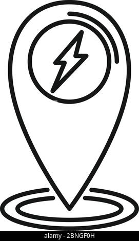 Symbol für die Position der Ladestation. Umriss Ladestation Standort Vektor-Symbol für Web-Design isoliert auf weißem Hintergrund Stock Vektor