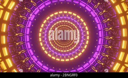 Illustration von abstrakten kreisförmigen Hintergrund mit leuchtenden bunten Neonlicht Stockfoto