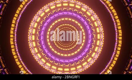 Illustration von abstrakten kreisförmigen Hintergrund mit leuchtenden bunten Neonlicht Stockfoto