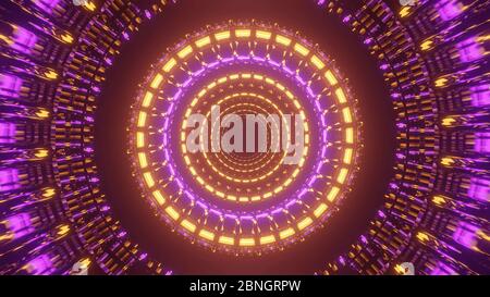 Illustration von abstrakten kreisförmigen Hintergrund mit leuchtenden bunten Neonlicht Stockfoto