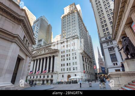 Blick auf die Wall Street in New York City Stockfoto