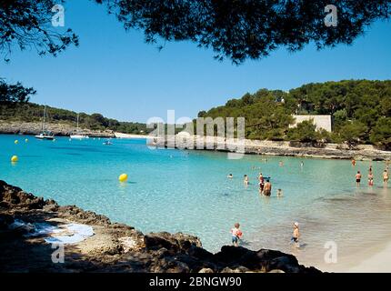 Strand. Naturschutzgebiet Cala Mondrago, Insel Mallorca, Balearen, Spanien. Stockfoto