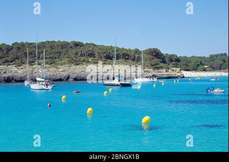 Strand. Naturschutzgebiet Cala Mondrago, Insel Mallorca, Balearen, Spanien. Stockfoto