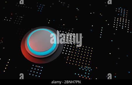 Bunte 3d-Taste auf gepunktetem Hintergrund. Business, Big Data Konzept für Logo oder Text platzieren Stockfoto