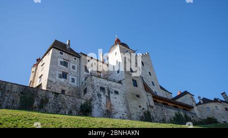 Die mittelalterliche Muschel-Burg in Österreich, Perg im Unteren Mühlviertel Stockfoto