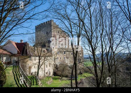 Die mittelalterliche Muschel-Burg in Österreich, Perg im Unteren Mühlviertel Stockfoto