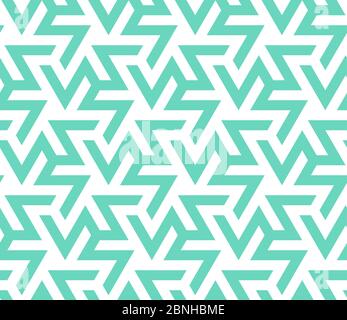 Farbe 2020. Neo Mint, Smaragd, Türkis Zickzack geometrische Vektor nahtlose Muster. Wiederholende Textur in neo mint Farben für Hintergrund, Tapete Stock Vektor