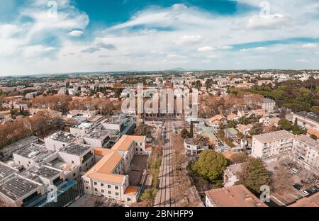 Panorama in Montpellier, Vue aérienne de Montpellier Stockfoto