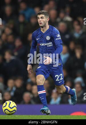 Chelsea's Christian Pulisic während der Premier League Match an der Etihad Stadium, Manchester. Stockfoto