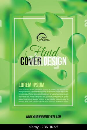 Abstrakte fluide, flüssige Flyer Cover Design Vorlage in grüner Farbe Stock Vektor
