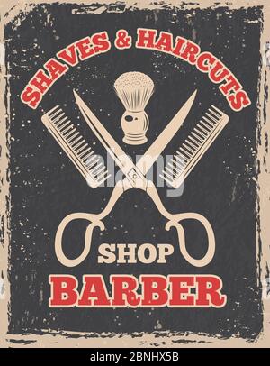 Shopping-Logo im Retro-Stil. Barbershop-Poster Stock Vektor