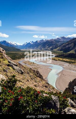 Berge rund um die Fitzroy, El Chalten, Argentinien. Patagonien. Januar 2014. Stockfoto