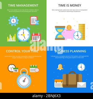 Konzept Illustrationen zum Thema Zeitmanagement. Vektorbilder im modernen flachen Stil Stock Vektor