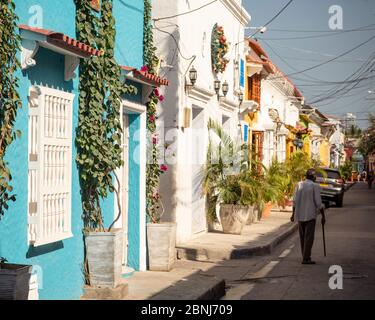 Straßenszene, Getsemani Barrio, Cartagena, Bolivar Department, Kolumbien, Südamerika Stockfoto