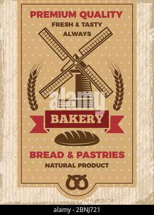 Vintage Poster für Bäckerei. Vorlage mit Platz für Ihren Text Stock Vektor