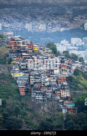 Erhöhte Ansicht eines Favela Slums am Rande des Tijuca Waldes, Rio de Janeiro, Brasilien, Südamerika Stockfoto