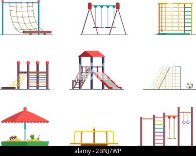 Ausstattung des Vergnügungsparks. Spielplatz isoliert auf weißem Hintergrund Stock Vektor