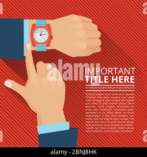 Geschäftsmann schaut auf die Uhr. Vektorposter Stock Vektor