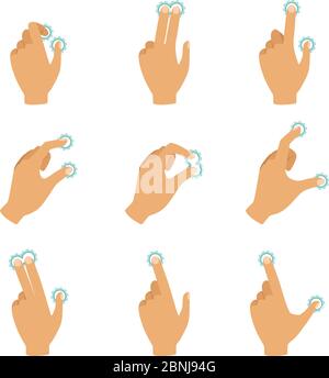 Verschiedene Gesten zur Steuerung des Touchscreens Stock Vektor