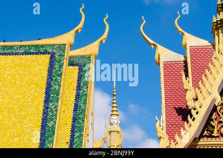 Gebäude Detail im Königspalast Komplex. Phnom Penh, Kambodscha, Südostasien Stockfoto