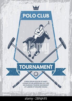 Retro-Poster des Polo-Clubs. Vektorvorlage mit Platz für Ihren Text Stock Vektor