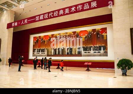 Malerei mit der Gründung der Volksrepublik China am National Museum of China in Peking. Stockfoto