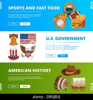 Banner mit Symbolen der amerikanischen Kultur Stock Vektor