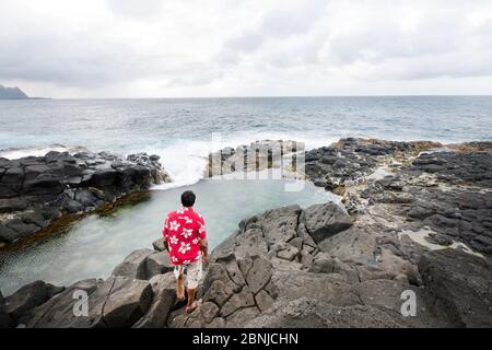 Queen's Bath, Kauai, Hawaii, Vereinigte Staaten von Amerika, Nordamerika Stockfoto