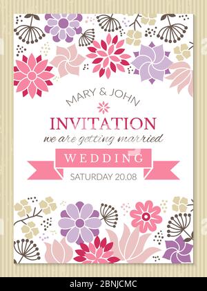 Floral Poster Design Vorlage mit Platz für Ihren Text. Hochzeitseinladung Stock Vektor