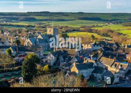 Corfe Castle Village, Dorset, England, Vereinigtes Königreich, Europa Stockfoto