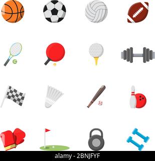 Sportsymbole gesetzt. Vektorbilder im flachen Stil Stock Vektor