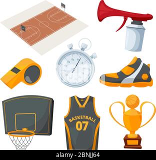 Cartoon-Symbole Set von verschiedenen Basketball-Elemente Stock Vektor