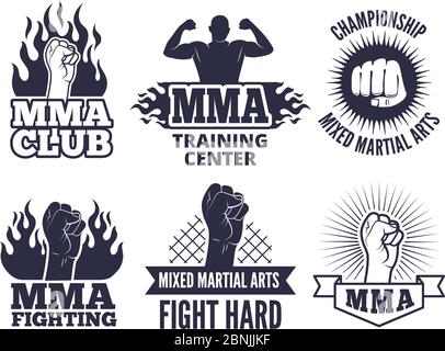 Design Vorlage von Sport Martial Labels für mma Kämpfer Stock Vektor