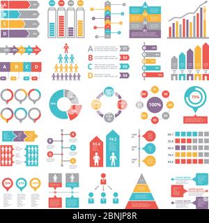 Diagramme, Grafiken und andere verschiedene Infografiken für Unternehmen Stock Vektor