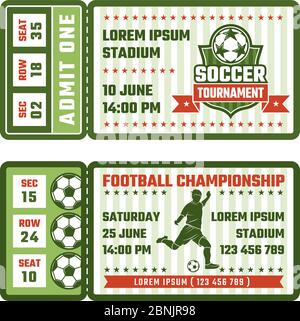 Vorlage für Karten für Fußballspiel entwerfen Stock Vektor