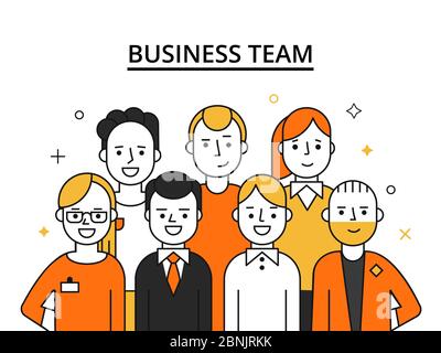 Stilisierte Illustrationen des Geschäftsteams. Konzept Bild der erfolgreichen Völker Stock Vektor