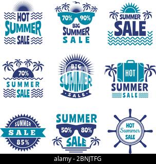 Badges für Sommerverkauf. Vektor-Werbebilder Stock Vektor