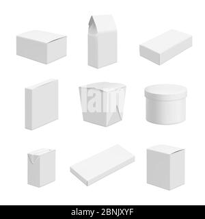 Leere Pakete. Vektor-Design von verschiedenen Paketen von Lebensmitteln Stock Vektor