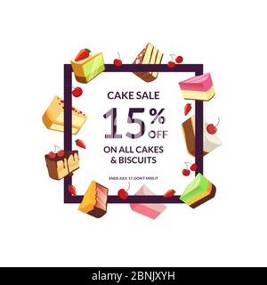 Vektor-Rahmen mit Platz für Text und Cartoon Kuchen Stock Vektor