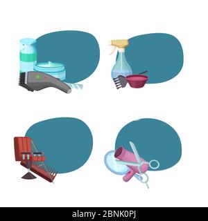 Vektor-Set von Sticker mit Friseur oder Friseur Stock Vektor