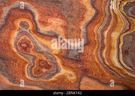 Regenbogensandstein, Nahaufnahme. Aus Indien. Stockfoto