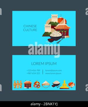Vektor flacher Stil china Elemente und Sehenswürdigkeiten Stock Vektor