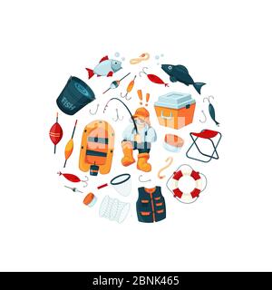 Vektor Cartoon Angelausrüstung Stock Vektor