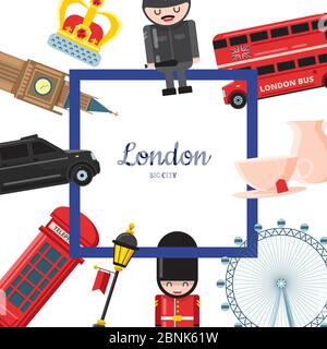 Vektor Cartoon London Sehenswürdigkeiten Illustration Stock Vektor