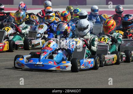 Carlos Sainz während seiner Kart-Karriere hat der spanische Rennfahrer kürzlich für Ferrari für die Saison 2021 unterschrieben und Sebastian Vettel ersetzt. Er ist der Sohn des Doppelweltmeisters Carlos Sainz. Stockfoto