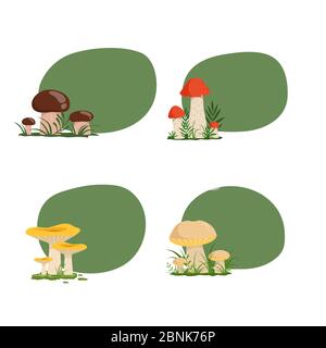 Vektor-Set von Sticker mit Cartoon-Pilze Stock Vektor